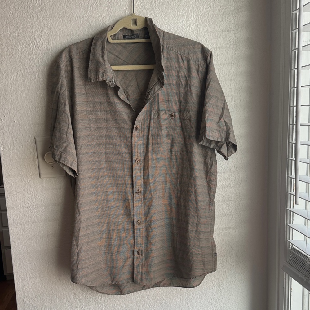 Toad & CO Gray and Brown Men's Button Down Shirt